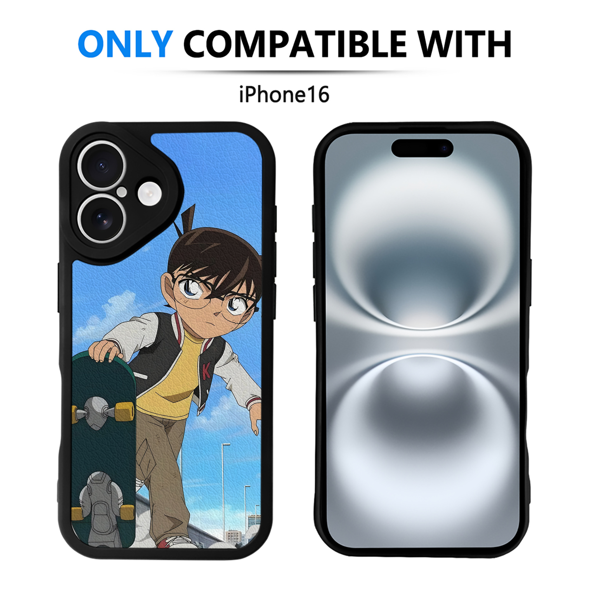 （画像用） 名探偵コナン Detective Conan 【iPhone 16シリーズ対応】シリコンスマホケース（レザー調） 材質：シリコン